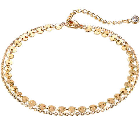 14k Gold Filled Layered Coin Anklet