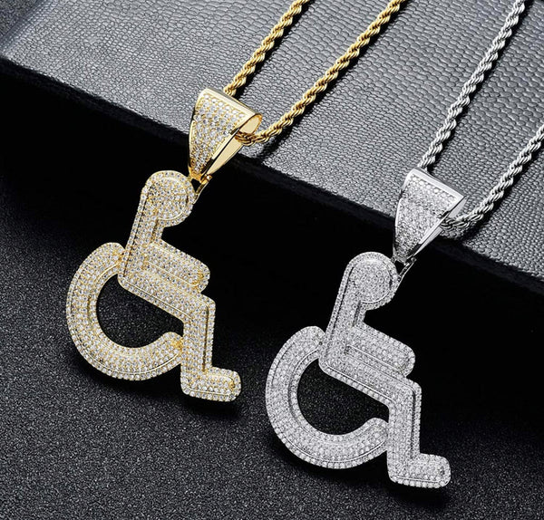 Iced Out 18k Gold Handicap Pendant