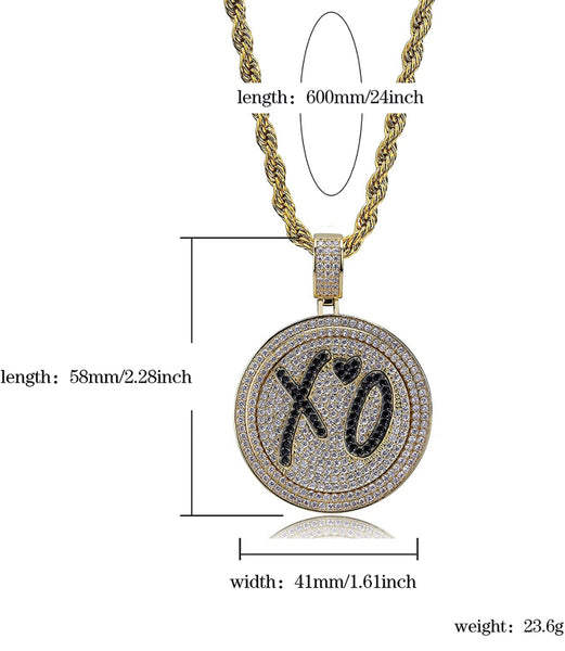 Iced Out 18k Gold XO Spinning Pendant