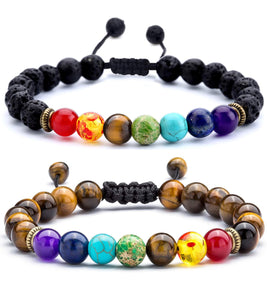 Set of 2 Oil Defuser Chakra Bead Bracelets