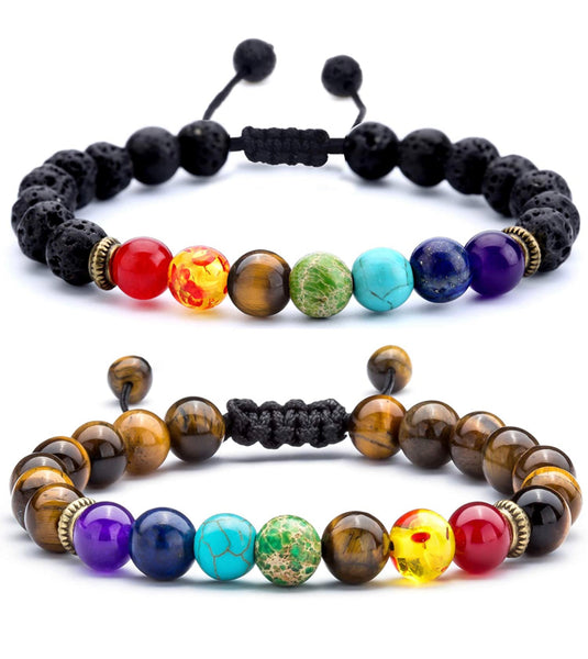 Set of 2 Oil Defuser Chakra Bead Bracelets