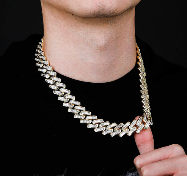 Iced Out 14k Gold Presidential Baguette Chain