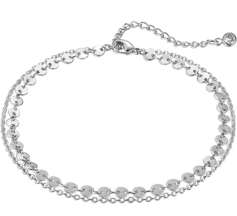 Silver Layered Coin Anklet