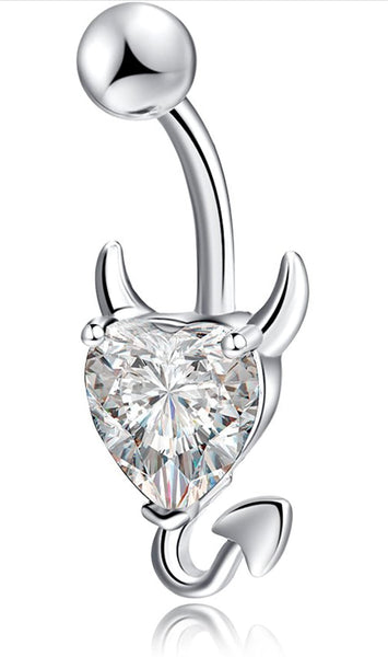 3 Pcs Devil Heart Stainless Steel Belly Ring