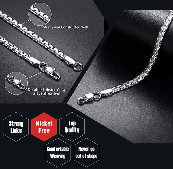 Silver Stainless Steel Box Link Chain