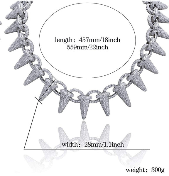 Iced Out 18k White Gold Punk Rivet Necklace