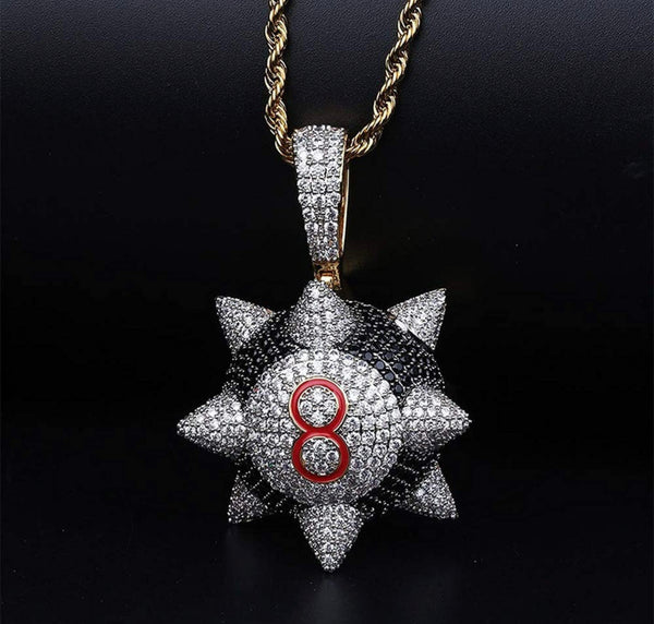 Iced Out 18k Gold Wrecking Ball Pendant