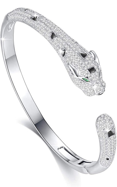 18k White Gold Icey Panther Bracelet