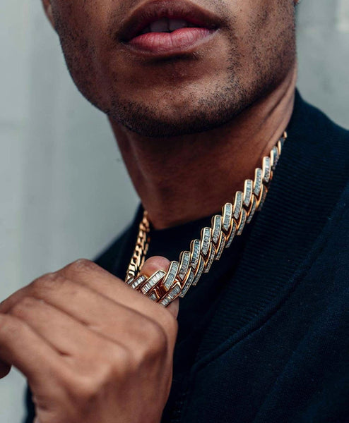 Iced Out 14k White Gold Presidential Baguette Chain