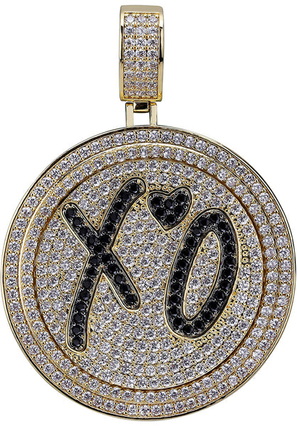 Iced Out 18k Gold XO Spinning Pendant