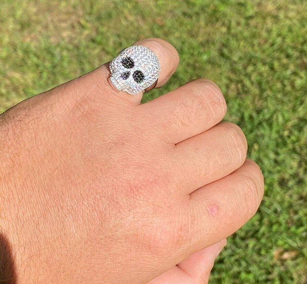 Iced Out 925 Sterling Silver Skull Ring