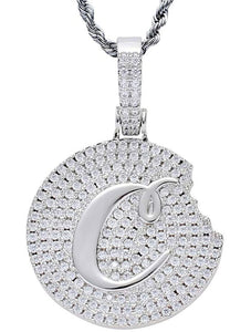 Iced Out 18k White Gold Cookie Pendant