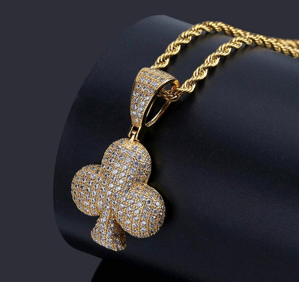 Iced Out 18k Gold Club Pendant