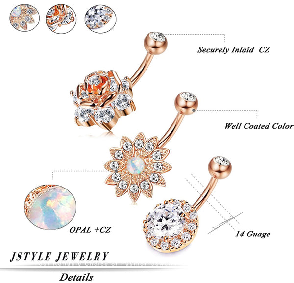 Beautiful CZ Stainless Steel Belly Ring