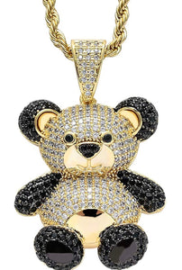 Iced Out 18k Gold Panda Pendant