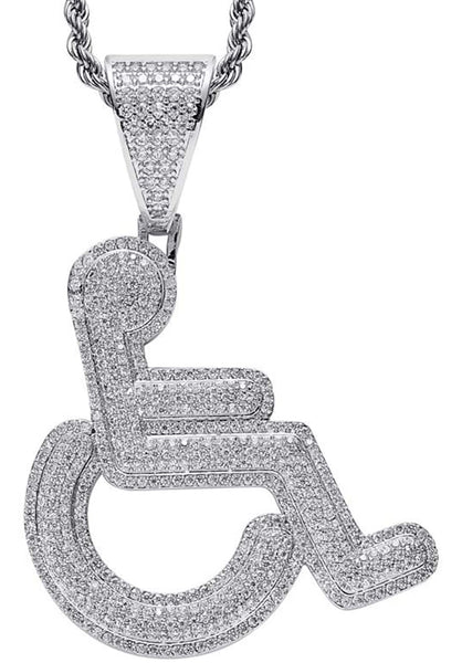 Iced Out 18k White Gold Handicap Pendant