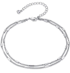 Silver Filled Layered Bar Anklet