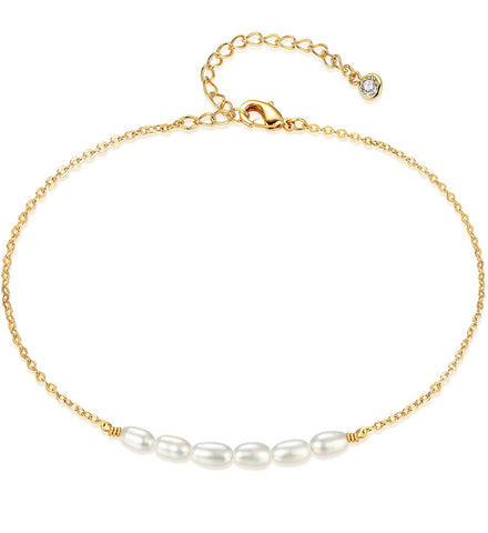 14k Gold Filled Pearl Chain Anklet