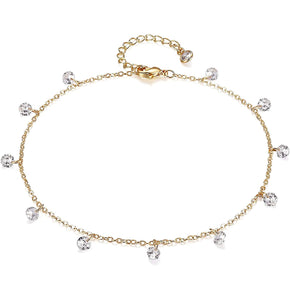 14k Gold Filled Simulated Diamond Anklet