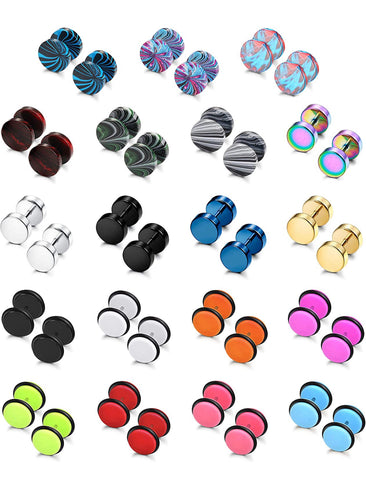 19 pairs stainless steel gauge earrings