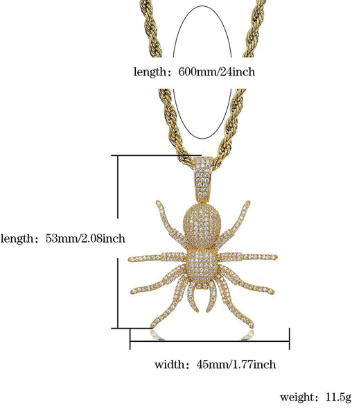 Iced Out 18k Gold Spider Pendant