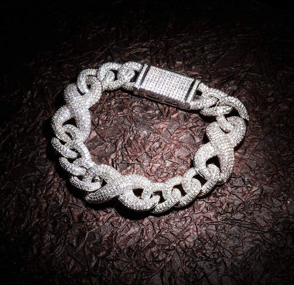 Iced Out Platinum Infiniti Cuban Link Bracelet