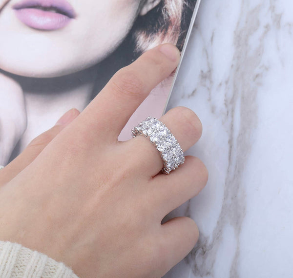 Iced Out 14k Gold 2 Row Ring Yellow Diamonds