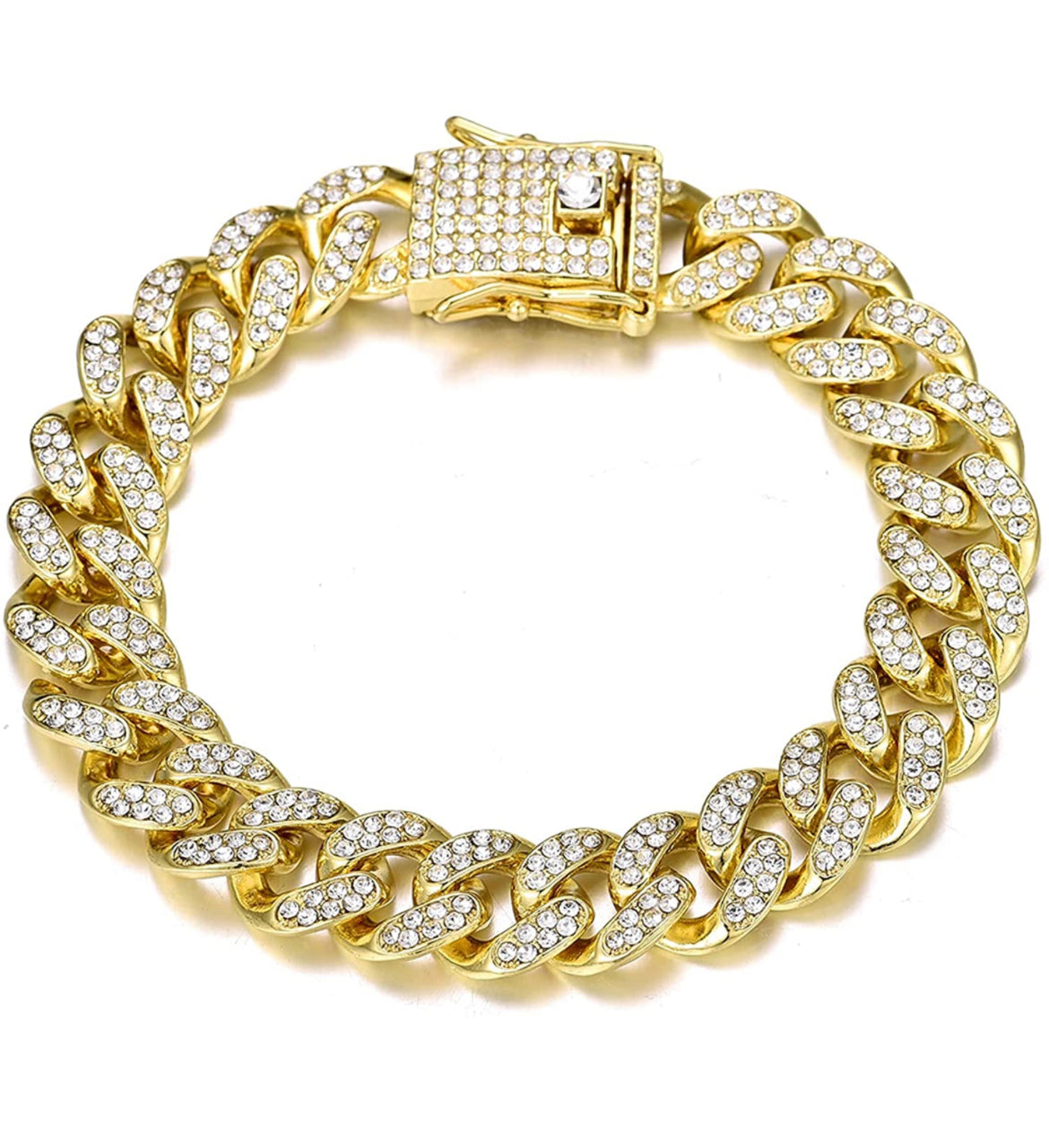 Iced Out 18k Gold Cuban Link Bracelet