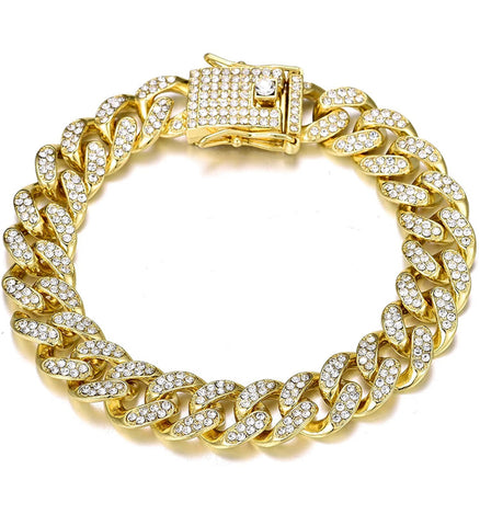 Iced Out 18k Gold Cuban Link Bracelet