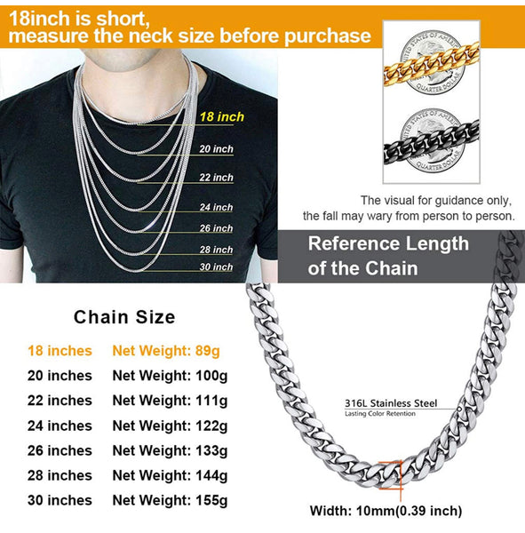 Silver Stainless Steel Cuban Link Chain