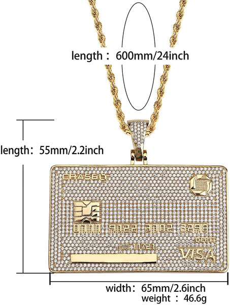 Iced Out 18k Gold Customized Chase Card Pendant