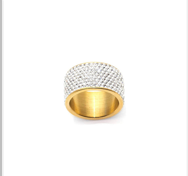 Iced Out 14k Gold Stunning Crystal Ring