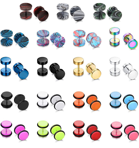 19 pairs stainless steel gauge earrings