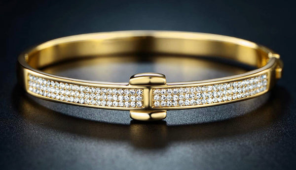 18k Gold Iced Out Bangle