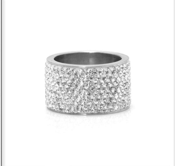 Iced Out 14k White Gold Stunning Crystal Ring