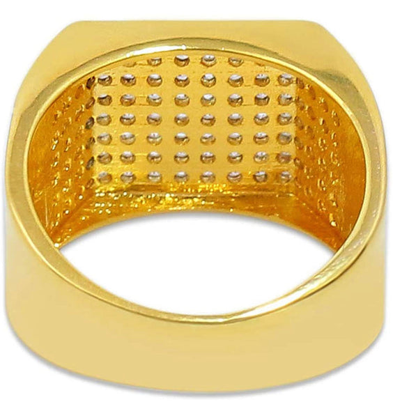 Iced Out 18k Gold Square Ring