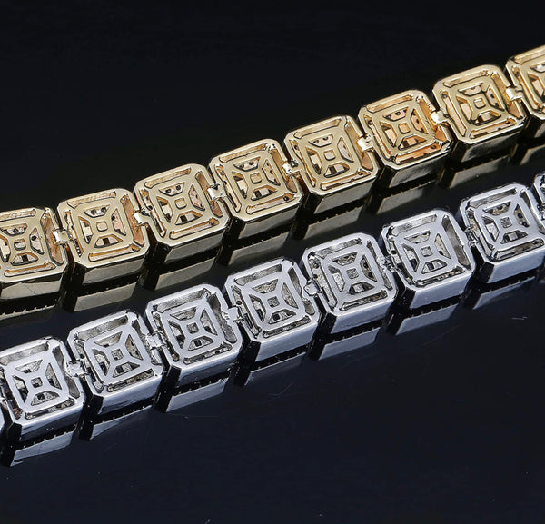 Iced Out 18k Gold Square Baguette Chain