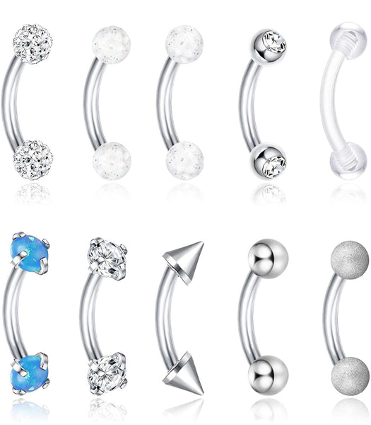 10 Pcs Stainless Steel Barbell Piercings