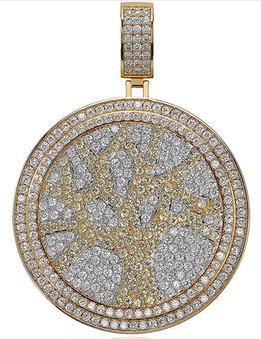 Iced Out 18k Gold Tree of Life Spinning Pendant