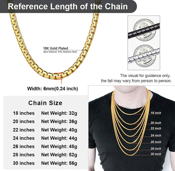 18k Gold Box Link Chain