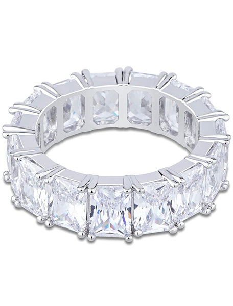 Iced Out 18k White Gold Baguette Row Ring