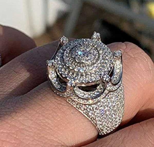 Iced Out 925 Sterling Silver Royal Crown Ring