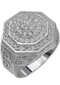 Iced Out Sterling Silver Octagon Ring