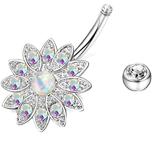 Beautiful Silver CZ Stainless Steel Belly Ring