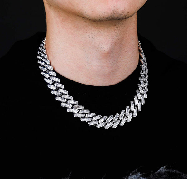 Iced Out 14k White Gold Presidential Baguette Chain