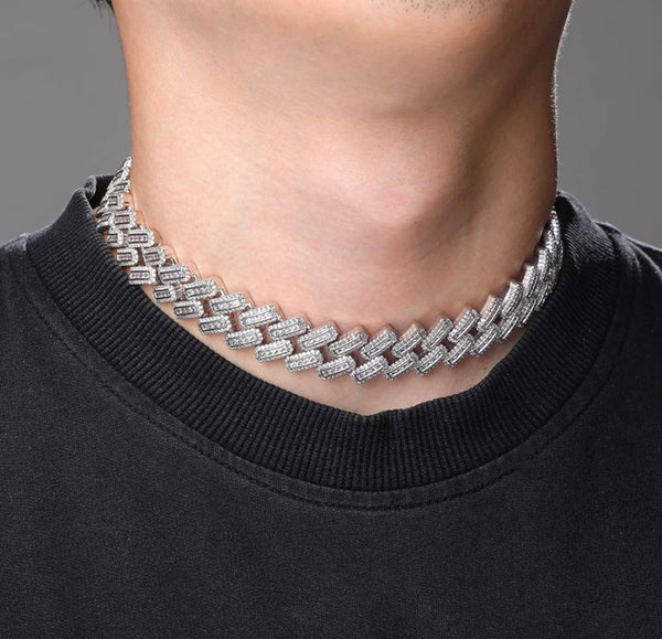 Iced Out 18k White Gold Baguette Cut Chain