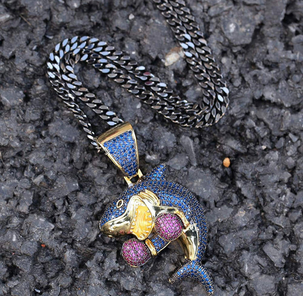 Iced Out 18k Gold Boxing Shark