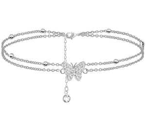 14k Silver Filled Butterfly Anklet