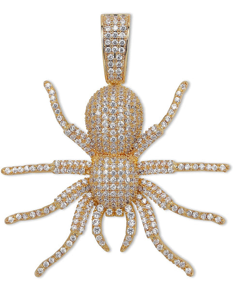 Iced Out 18k Gold Spider Pendant