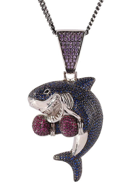 Iced Out 18k White Gold Boxing Shark